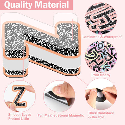 Qyeahkj 103 Pcs Composition Magnetic Letters 2" Pastel Colorful Magnetic Letters for Whiteboard Fridge Magnet Alphabet Kit for Tool for Home Spelling