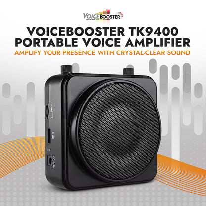 VoiceBooster Portable Voice Amplifier for Teachers - 22W Rechargeable Speaker - Wired & Wireless Microphone Headset for Classroom, Tour Guide, Public Speaking, Built-in MP3 Player & FM Radio - TK9400
