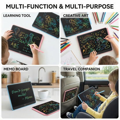 16 Inch LCD Writing Tablet for Kids 2 Pack, Large Drawing Board Doodle Pad, Colorful Screen Erasable Sketch Tablet, Travel Toys and Reusable Learning Gift for Boys Girls（Blue & Pink