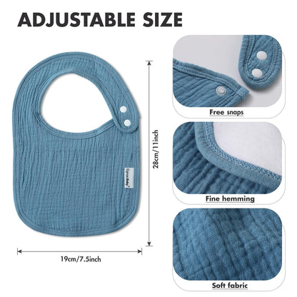 Muslin Bibs for Baby Boys Girls,Organic Muslin Baby Bib for Drooling and Teething,Soft Bandana Drool Bibs 5 Pack
