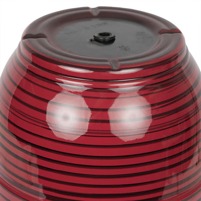 Alpine Corporation TWM120RD Indoor/Outdoor 13" Round Striped Planter, Glossy Planter with Drainage Hole and Plug, Red