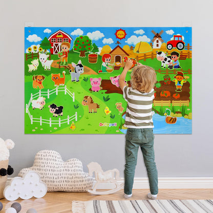 Dr.Rapeti Farm Animals Felt Story Board Set 41PCS Preschool Farmhouse Barnyard Theme Busy Board Story Set Storytelling Early Learning Interactive Play Kit Wall Hanging for Toddlers Kids Children 4+