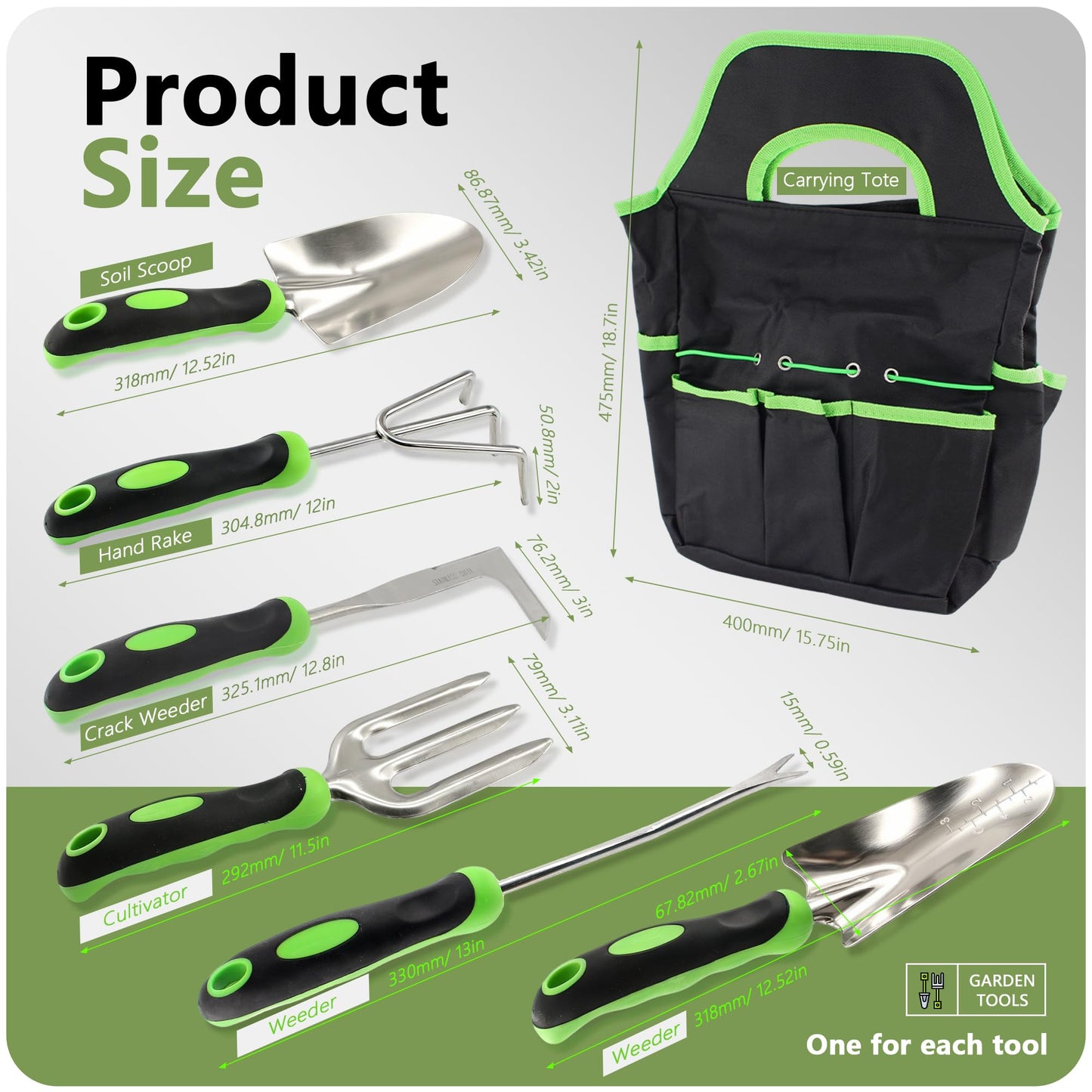 SHRJ 15Pcs Garden Tool Set Heavy Duty Stainless Steel Gardening Hand Tools with 5 Garden Shears Non-Slip Rubber Grip Spade Shovel Organizer Handbag Gardening Gifts for Family Friends