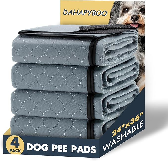 DAHAPYBOO Washable Pee Pads for Dogs 24x36,4 Pack | Reusable Puppy Pads for Dogs Non-Slip Waterproof Pet Training Pads for Crate, Playpen, Bed, Sofa,Whelping Box, Potty Training