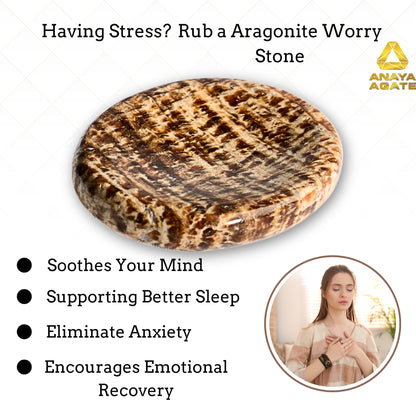 Anaya Agate Aragonite Worry Stones Certified Crystal Thumb Worry Stone for Anguish, Relaxing and Soothing Balance Stones for Meditation, Stress Relief Crystals and Healing Stones for Men, Women