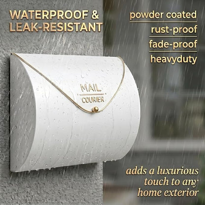White Wall Mount Mailbox for Outside,Waterproof Metal Mailboxes with Rust-Proof Galvanized Steel,Large Capacity Envelope Mailbox for House,12.99 x 10.35 x 3.5 Inch