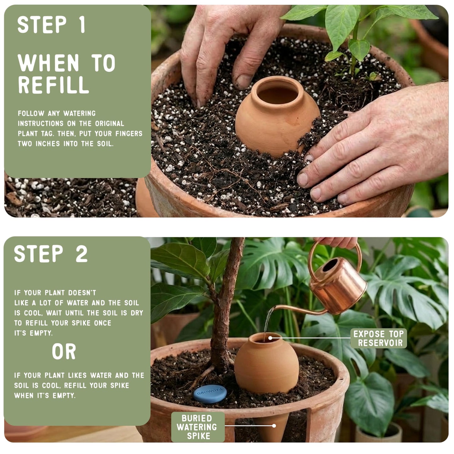 GrowOya Watering Spike for Indoor Plants |16oz self Watering Terracotta Pot| Slow Release Plant Watering Device for Pots 8 Inches or Larger| Decorative self Watering Planter Insert