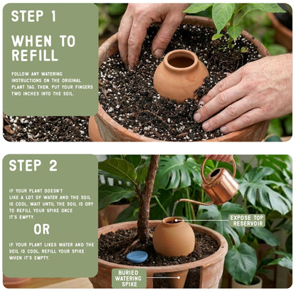 GrowOya Watering Spike for Indoor Plants |16oz self Watering Terracotta Pot| Slow Release Plant Watering Device for Pots 8 Inches or Larger| Decorative self Watering Planter Insert
