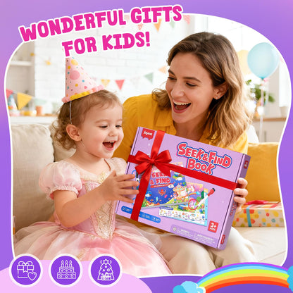 JoyCat Seek & Find Game Book, Educational Toys for Girls Ages 3-5, Preschool Learning Activities for Toddlers & Kids, Christmas Road Trip Travel Toys for Car & Airplane, Gifts for 3 4 5 6 Year Olds