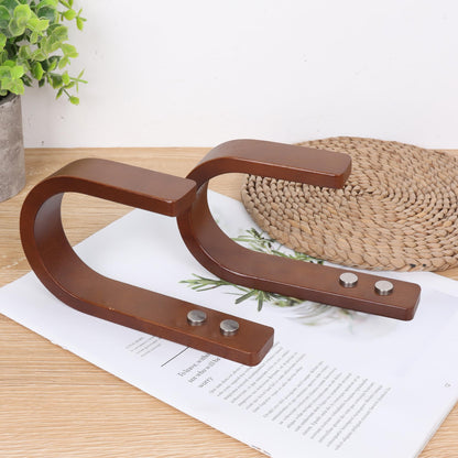 OCIOLI 2 Set Curtain Tiebacks & Holdbacks - Natural Wood Wall-Mounted U-Shaped Hooks with Stainless Steel Screws, Durable Curtain Tie Backs, Pull Backs for Drapery & Window Decor (Coffee, 2)