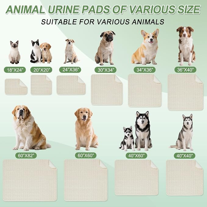 Washable Pee Pads for Dogs, 2 Pack Reusable Puppy Pads Dog Pads, Non-Slip Dog Pee Pads, Leakproof Pet Pee Pads Wee Wee Pads for Dogs. (Cream White, 36"x40"(Pack of 2))