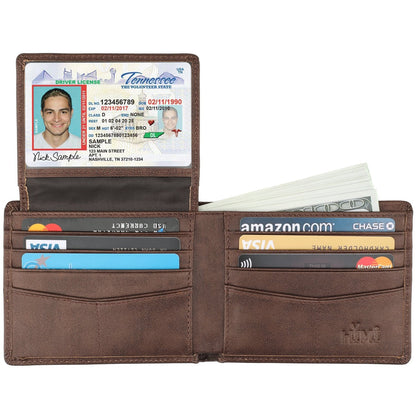 Wallet for Men-Genuine Leather RFID Blocking Bifold Stylish Wallet With 2 ID Window (Coffee-galaxy)