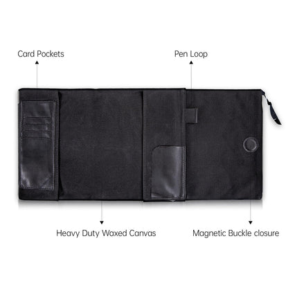 A5 Notebook Cover with Travelers Notebooks Compatibility Durability, Refillable Waxed Canvas Journal Cover Suitable for Both Men and Women. Fits Pens, Cards, and Tickets