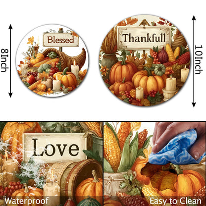 Fall Harvest Art Electric Stove Burner Covers,4 Pcs Autumn Pumkin Stove Burner Covers,Inspirational Quotes Stove Burner Cover,8 Inch and 10 Inch,Halloween,Thankgiving Metal Cooktop kitchen Decorative