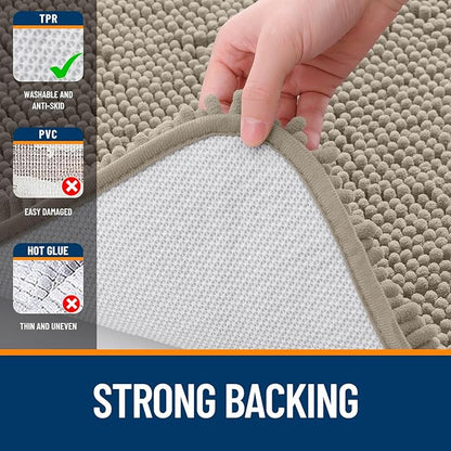 OLANLY Small Bathroom Rugs 24x16, Extra Soft Absorbent Chenille Bath Rugs, Rubber Backing Quick Dry, Machine Washable Bath Mats for Bathroom Floor, Tub and Shower, Home Decor Accessories, Warm Taupe