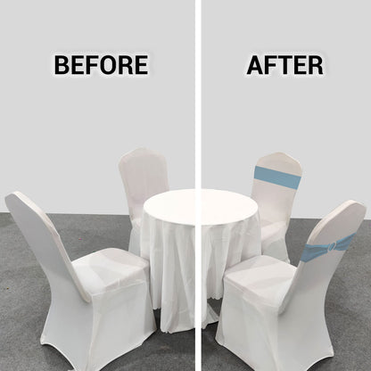 IFAMIO 20 Pcs Light Blue Chair Sashes with Buckles Bridal Stretch Spandex Chair Bands Elastic Bows Ties with Buckle for Wedding Party Birthday Graduation Banquet Event Decoration (Sky Blue)