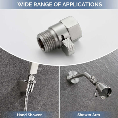 Water Flow Control Valve, Angle Simple Brass Shower Shut Off Valve, Flow Restrictor for Handheld Shower, Bidet Sprayer, Brushed Nickel