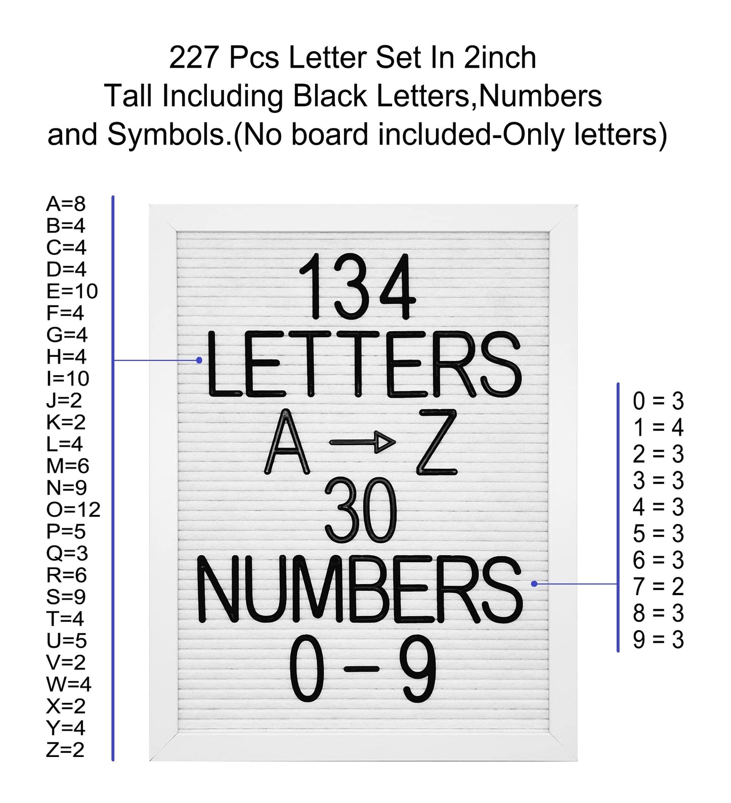 G GAMIT Felt Letter Board Letters Set - Pre-cut 227pcs 2 inch Tall Black Letters (No Board Included)