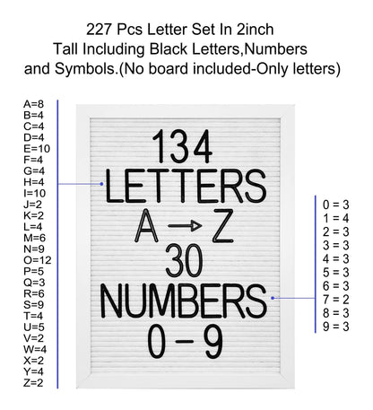G GAMIT Felt Letter Board Letters Set - Pre-cut 227pcs 2 inch Tall Black Letters (No Board Included)