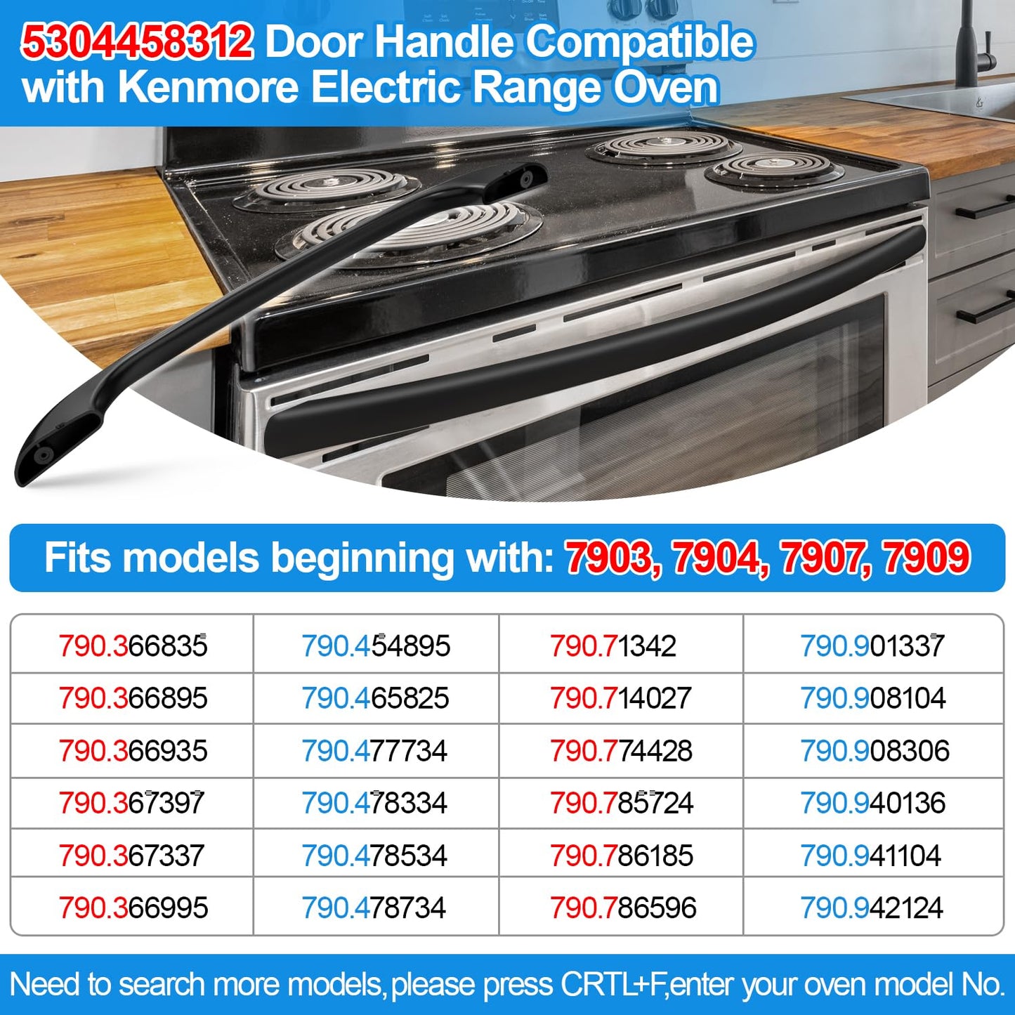 Upgraded 5304458312 Oven Door Handle Replacement Compatible with Kenmore Electrolux Frigidaire Electric Range Oven Stove Replaces 316443600 AP3965016,Include 2 Pack 316433300 Oven Door Handle Screws