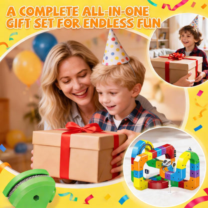 3D Gravity-Defying Electric Train Set – 94 Pcs DIY Flexible Cube Track, Build Any Track You Imagine, Safe & Durable STEM Toy for Kids 3-12, Encourages Creativity & Problem-Solving