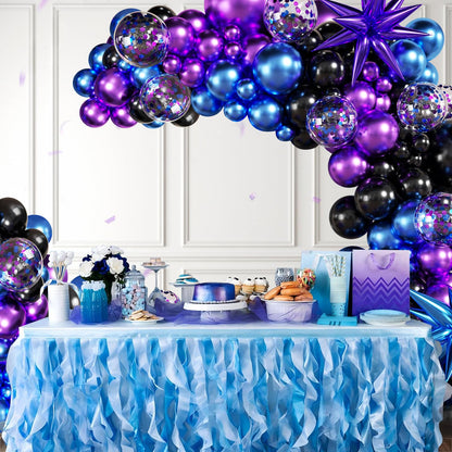 Black Purple Blue Balloon Garland Arch Kit, 140Pcs Metallic Blue Purple Teal Balloons Confetti Balloons with Stars for Fun Play Party Decorations Baby Shower Engagement Birthday Party Decorations