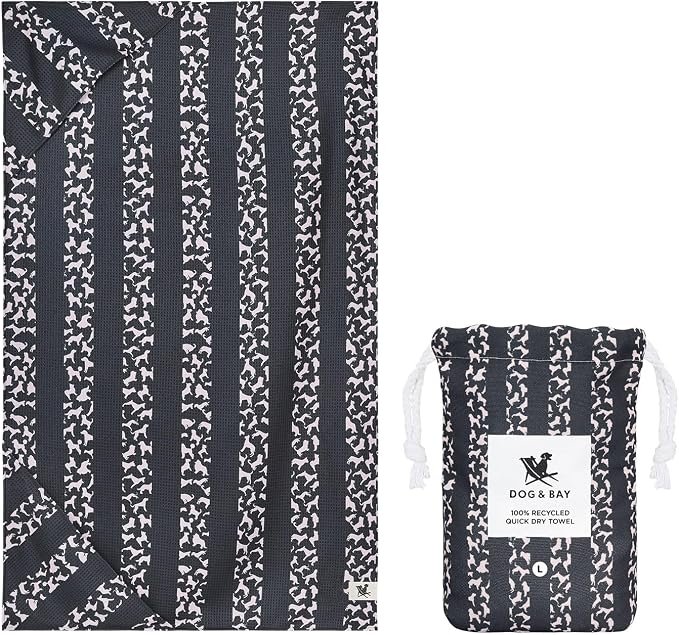 Dock & Bay Pet Towel - Super Absorbent & Quick Drying Dog Towels with Bag - 100% Recycled - Walkies in the Park, Medium (90x50cm, 35x19)
