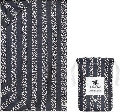 Dock & Bay Pet Towel - Super Absorbent & Quick Drying Dog Towels with Bag - 100% Recycled - Walkies in the Park, Medium (90x50cm, 35x19)