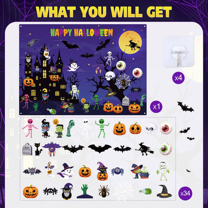 MiniInflat Halloween Felt Board 3.4FT 35 Pcs Happy Halloween Felt Story Board Haunted House DIY Craft Project Scary Pumpkin Ghost Storytelling Hanging Ornament for Trick or Treat Gift (35, House)