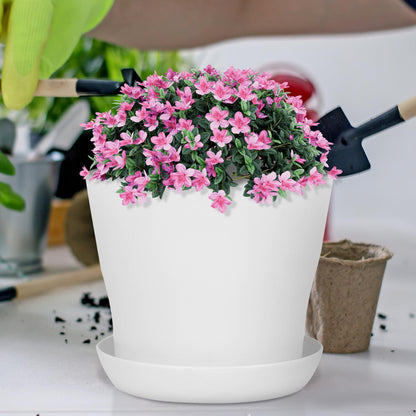 Hahood 36 Pack 5.5 Inch Plastic Plant Pots with Saucers White Flower Plant Container Seed Starting Pots Thickened Seedlings Nursery Pot for Home Garden Indoor Outdoor Flowers