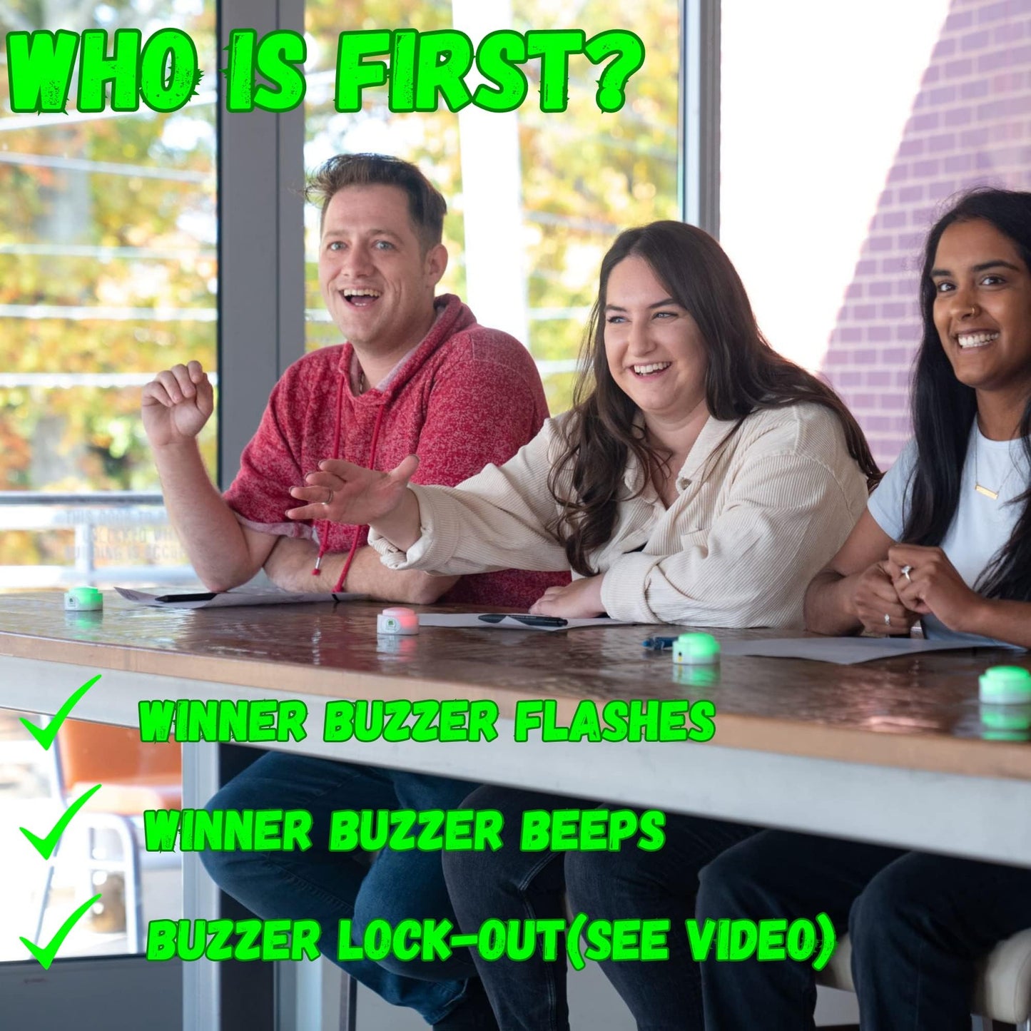 Trebisky Wireless Buzzer System for Game Show 8 Players Jeopardy Quiz Bowl Answer Buzzer w/ Light, Sound for Classroom Educational Learning Family Feud Adult Trivia Game Night Lockout,Back to School