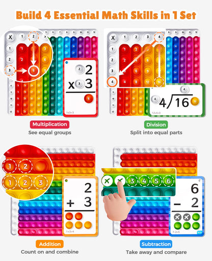 JoyCat Math Flash Cards and Chart for Kids Ages 4-8, 288 Double-Sided Flash Cards for Addition, Subtraction, Multiplication & Division, Interactive Math Learning Tool for Homeschool and Classroom