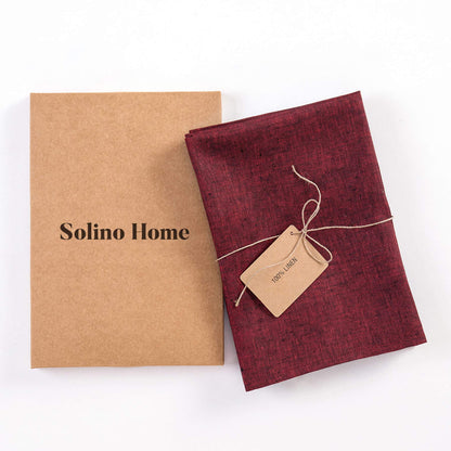 Solino Home Linen Cloth Napkins Set of 4-100% Pure Linen Red Garnet Dinner Napkins 20 x 20 Inch for 4th of July - Athena, Handcrafted and Machine Washable