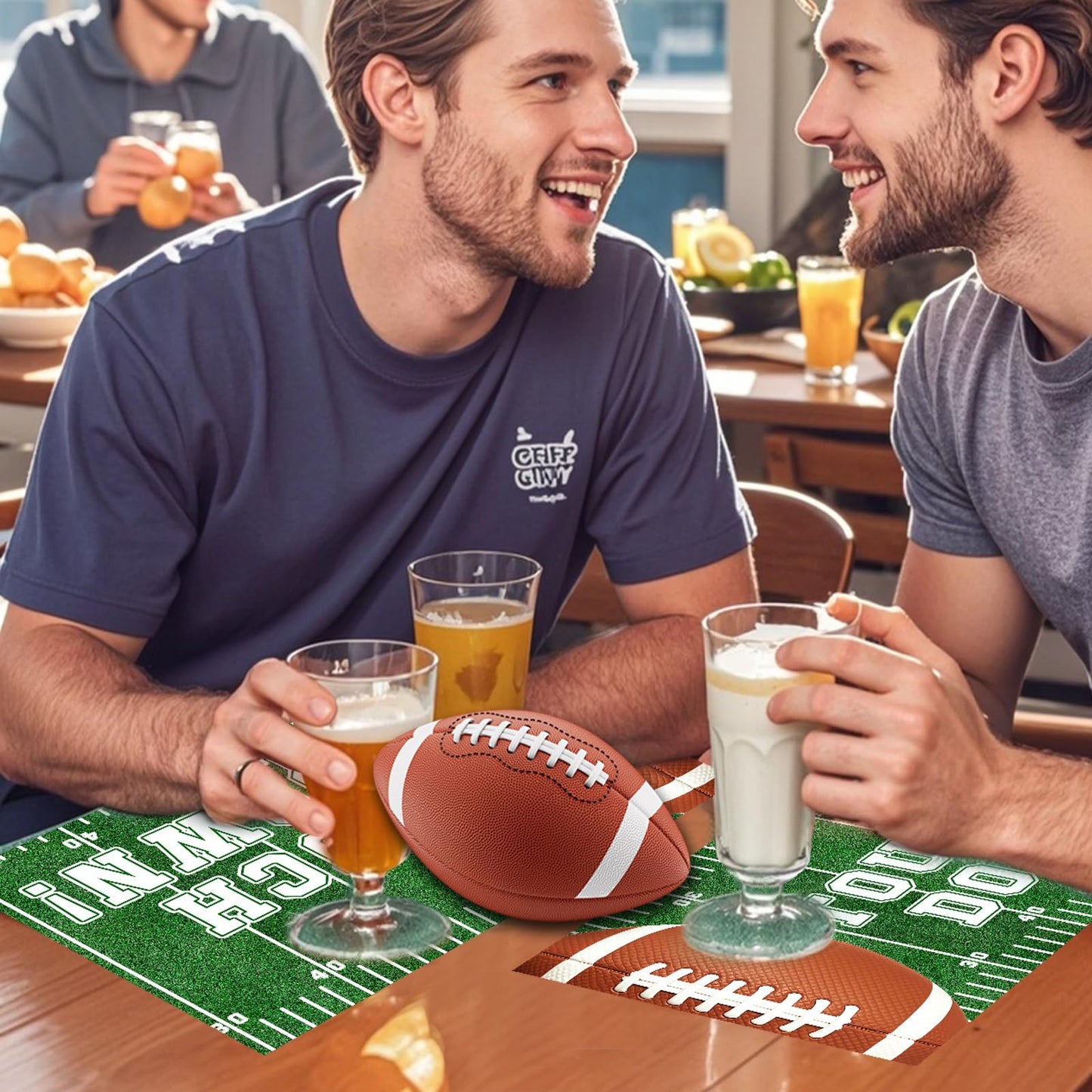 CHAROUP 50 Pack Disposable Football Paper Placemats, Football Theme Table Mats 16x11 inch Rugby Disposable Placement Mats for Outdoor Sport Theme Party Supplies Kitchen Dining Table Decoration