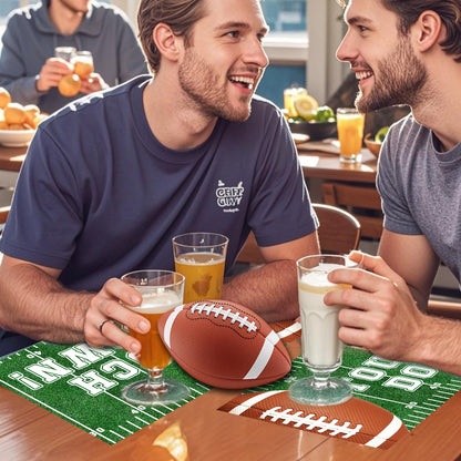 CHAROUP 50 Pack Disposable Football Paper Placemats, Football Theme Table Mats 16x11 inch Rugby Disposable Placement Mats for Outdoor Sport Theme Party Supplies Kitchen Dining Table Decoration