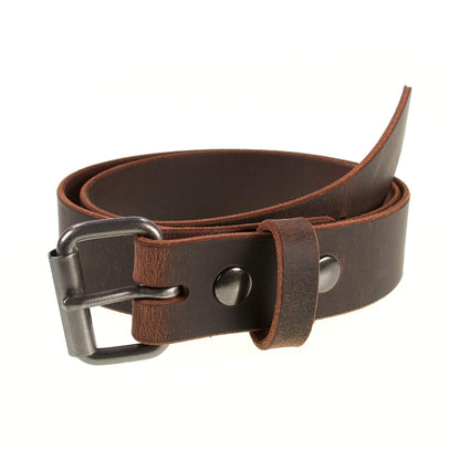 Men's Genuine Buffalo Leather Belt, 1 1/2" width, Handmade in the USA, By Amish (Crazy Horse, 34" (Pants 30-31))