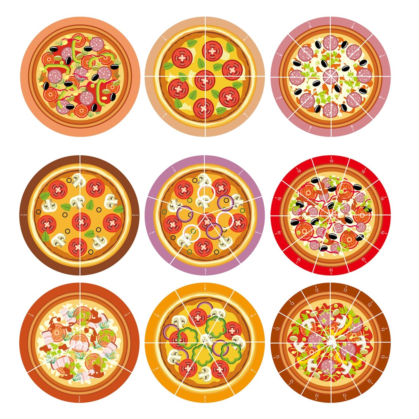 Magnetic Pizza Fraction Set Classroom Math Learning Tool Pizza Fraction Learning Visualization Card Multi-Player Challenge of Homeschool Math Activity (Soft Magnetic Version)
