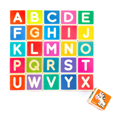 QUOKKA Wooden Blocks for Toddlers 1-3 - 26 Counting ABC Learning Baby Blocks for Kids 3-5 Year Olds Stacking Alphabet Wood Toys for 2-4 Ages - Developmental Toys with Letters Numbers from 12-18 Month