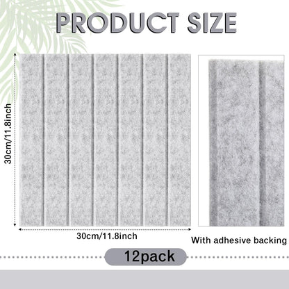 Honoson 12 Pack 48"x 36" Large Cork Board Alternative Felt Bulletin Board Wall Tiles with Safe Square Adhesive Roll Cork Tiles for Walls Home Office Classroom Back to School Pin Panels(Marble Gray)