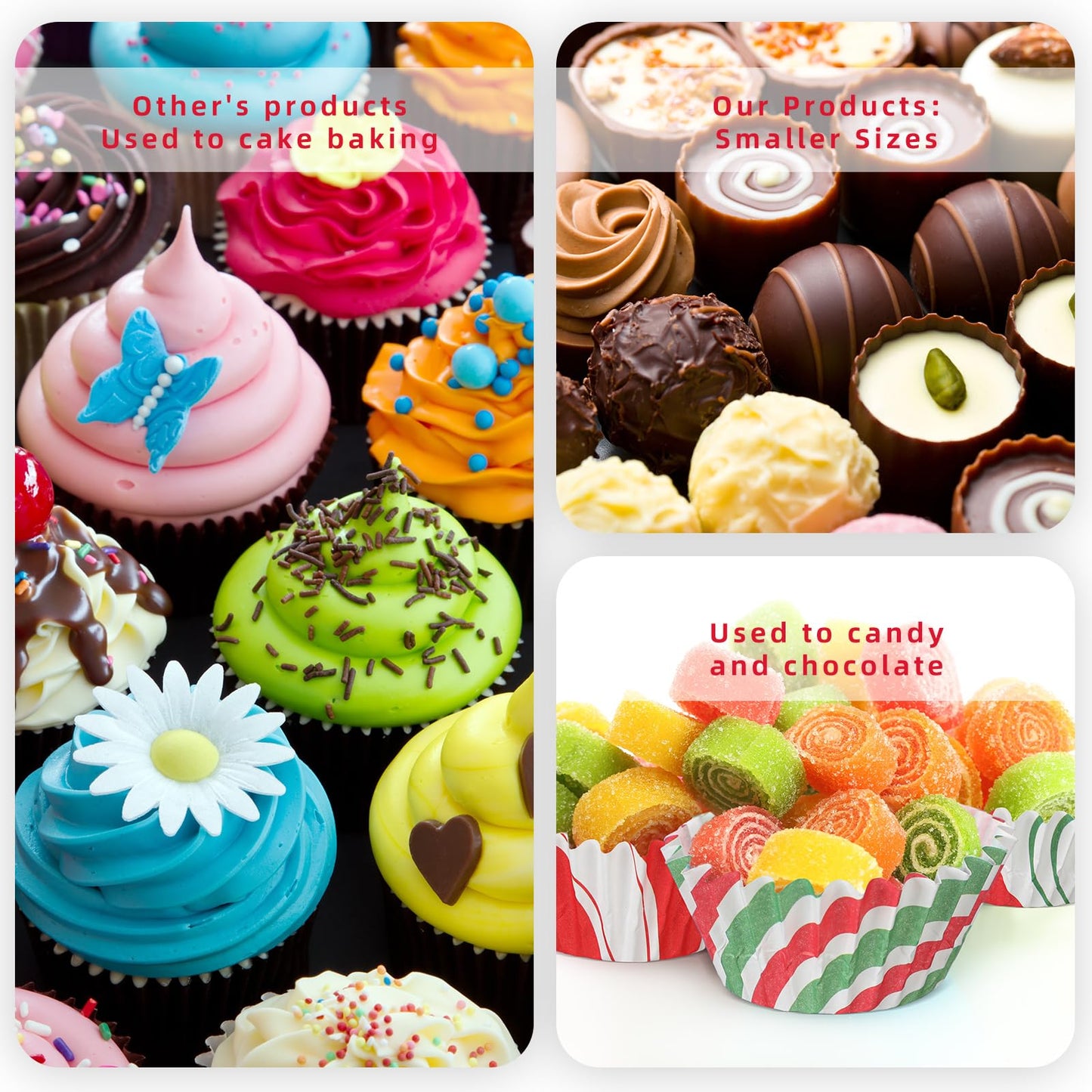 Didaey 600 Pcs Christmas Party Cupcake Liners Christmas Paper Baking Cups Mini Muffin Liners Small Cupcake Wrappers Xmas Paper Candy Cups for Santa Holiday Chocolate Cake Making Supplies (Classic)