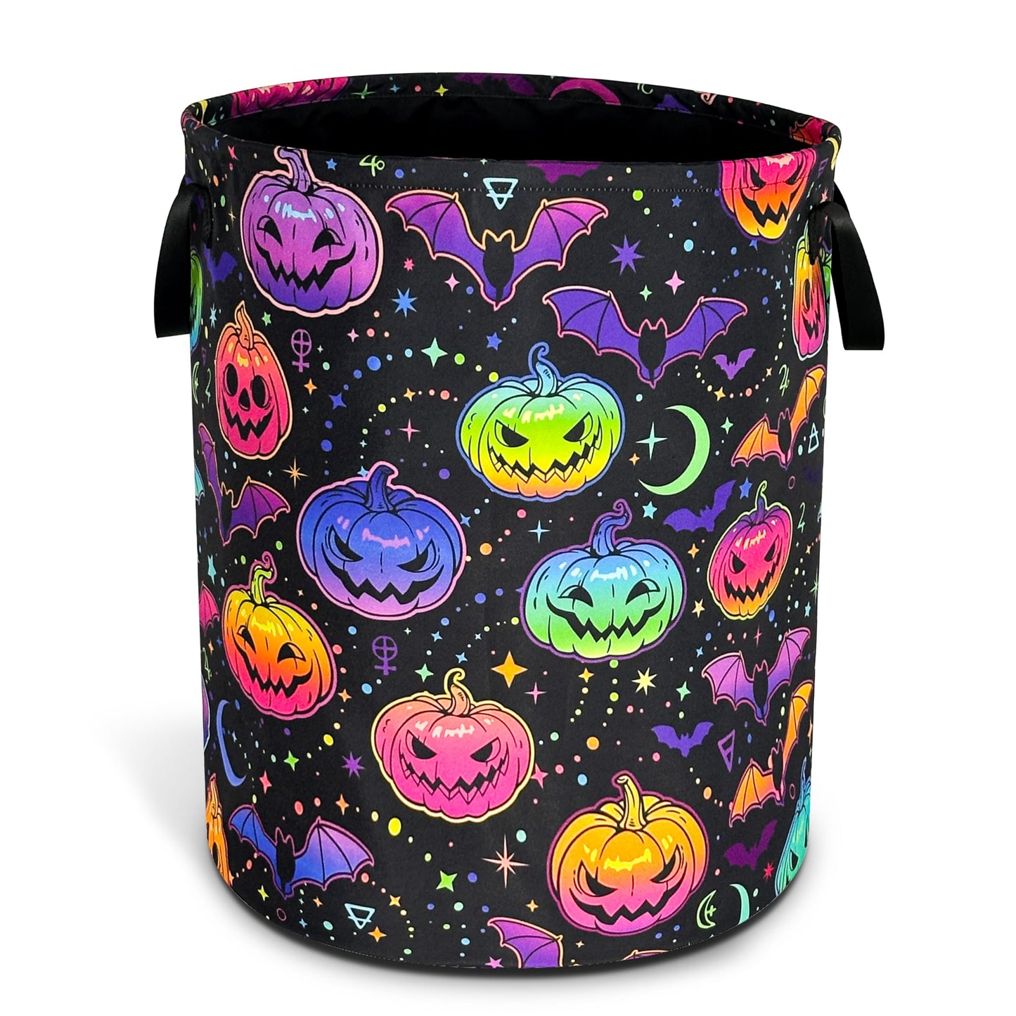 Pumpkin Bat Gothic Laundry Basket Oxford Cloth Funny Laundry Hamper With Handle Foldable Portable Clothes Storage Basket 18.9 X 16.5 In Storage Bag For Laundry Room/Bathroom/Bedroom/Dormitories