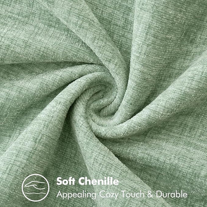 MIULEE Pack of 2 Summer Throw Pillow Covers 18x18 Inch Greyish Green Farmhouse Decorative Pillow Covers with Stitched Edge Soft Chenille Solid Dyed Pillow Covers for Couch Sofa Bed Living Room