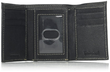 Timberland Men's Genuine Leather Rfid Blocking Trifold Wallet, Black, One Size