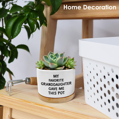 ROXMART Grandparents Gifts from Granddaughter Plant Pots, Grandma and Grandpa Gifts Succulent Planters, Gift for Grandparents Ceramic Plant Flower Pots for Home Office Desk Table Shelf(No Plants)