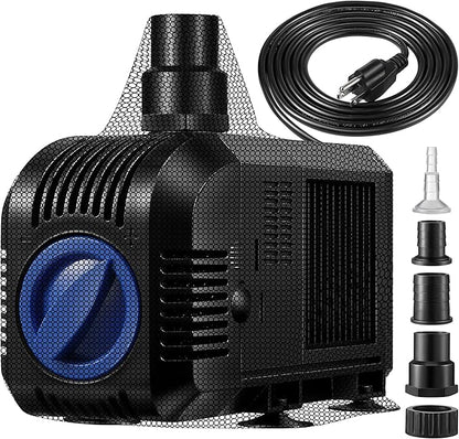 1600GPH Submersible Water Pump, 100W Electric Waterfall Water Fountain Pump, Pond Pump Kit for Garden Pool Fish Aquarium Tank