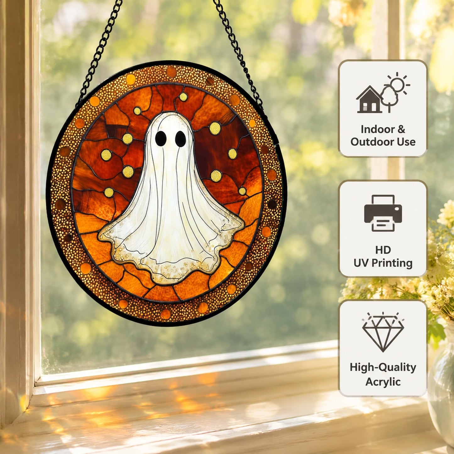 Gothic Ghostly Sun Catchers Indoor Window Decor Acrylic Suncatchers 6.3"