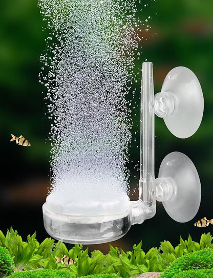 Upettools 1.4inch Aquarium Air Stone Fish Tank Nano Bubble Stone Kit with Control Valve Quiet Super-High Dissolved Oxygen Diffuser Makes Super Tiny Bubbles for Betta Fish & Small Tank
