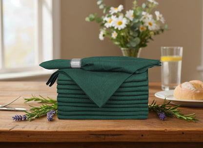 Peperhomia 18x18 Cloth Napkins 12 Pack Cotton Dinner Napkins Soft,Washable & Eco-Friendly Table Napkins Everyday Use,Restaurants & Events Durable Plain Table Decor 46 x 46 cm Forest Green