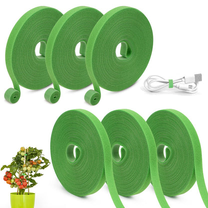 Sumalon 6 Rolls 196 Ft Green Plant Tape for Climbing Plants, 1/2 Inch Reusable Plant Stretch Ties, Adjustable Tomato Plant Supports, Plant Twist Ties for Gardening, Home, Office
