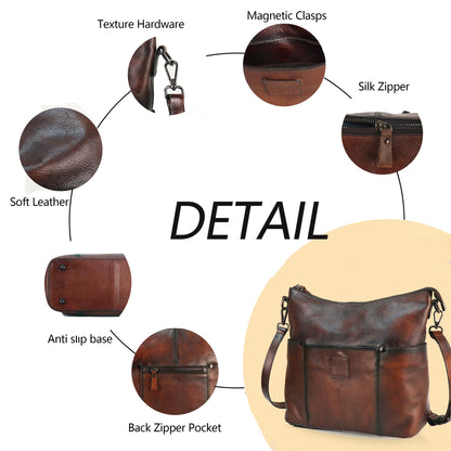 LETEULO Hobo Bag for Women Crossbody Bag Purse and Handbag Leather Shouler Bags Large Capacity (Coffee)
